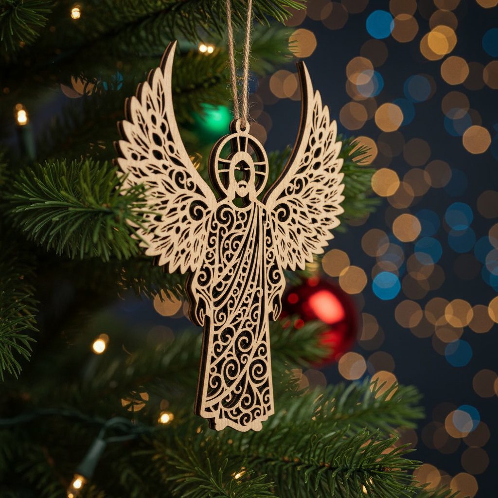 Set di Ornamenti Natalizi Cristiani, 6 Design Religiosi, Ali d'Angelo, Decorazioni per l'Albero - immagine 6