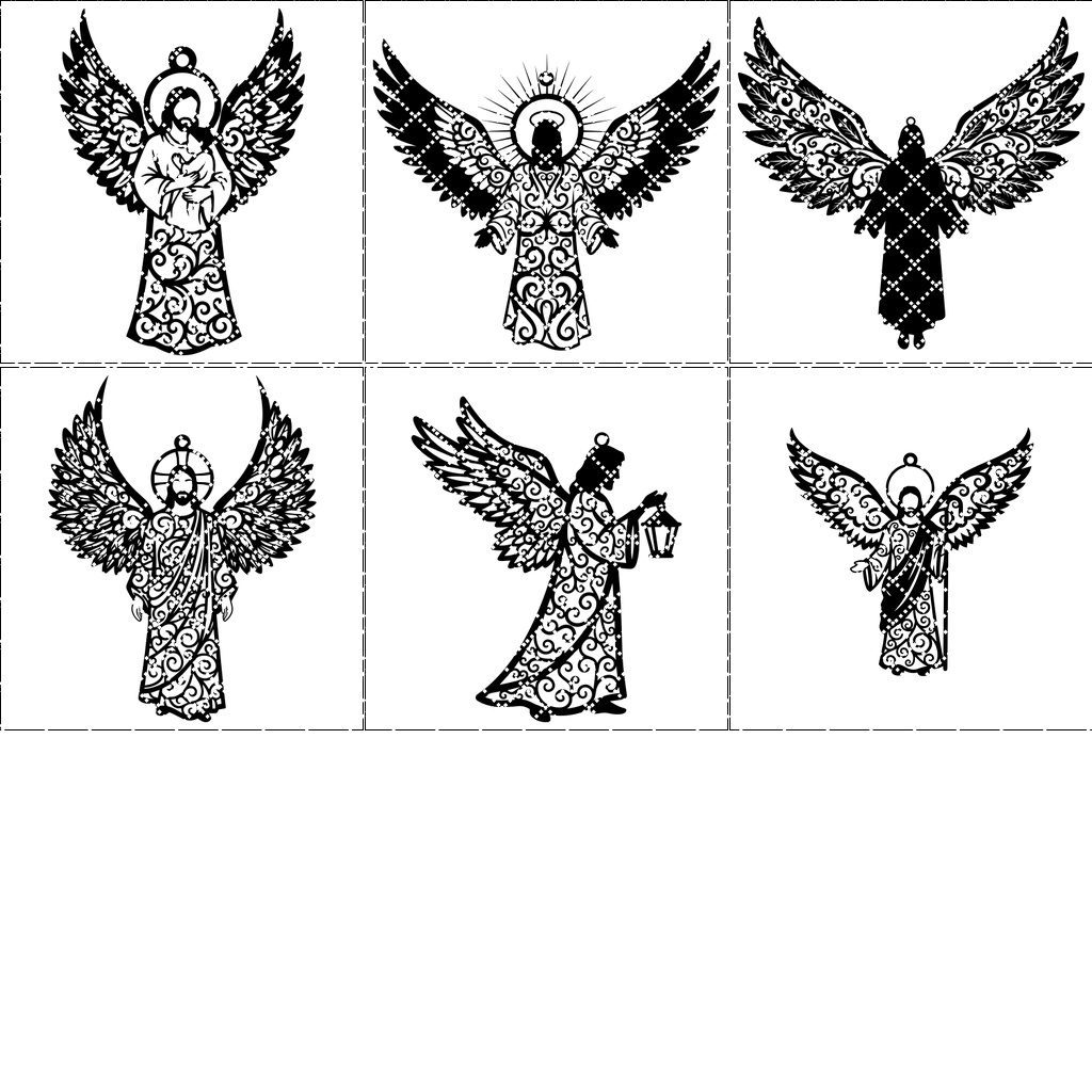 Set di Ornamenti Natalizi Cristiani, 6 Design Religiosi, Ali d'Angelo, Decorazioni per l'Albero - immagine 7