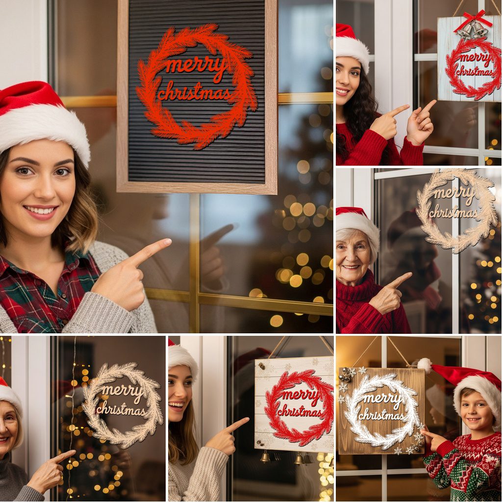 Lot de décorations de porte de Noël, 6 fichiers laser festifs pour enseignes Glowforge – Image 5