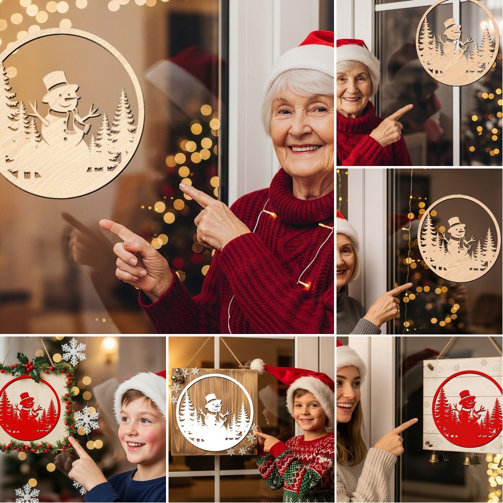 Lot de décorations de porte de Noël, 6 fichiers laser festifs pour enseignes Glowforge – Image 6