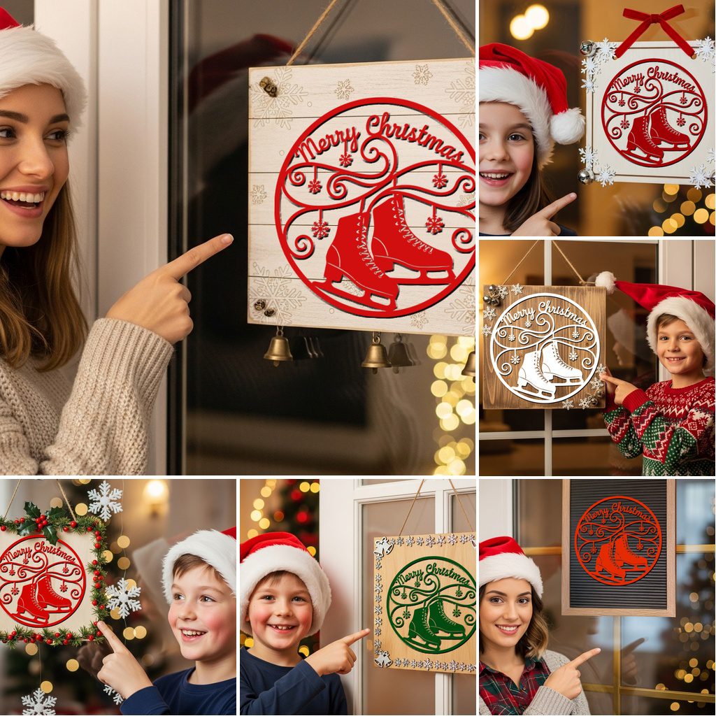 Christmas Door Hanger Bundle, 6 Laser Designs for