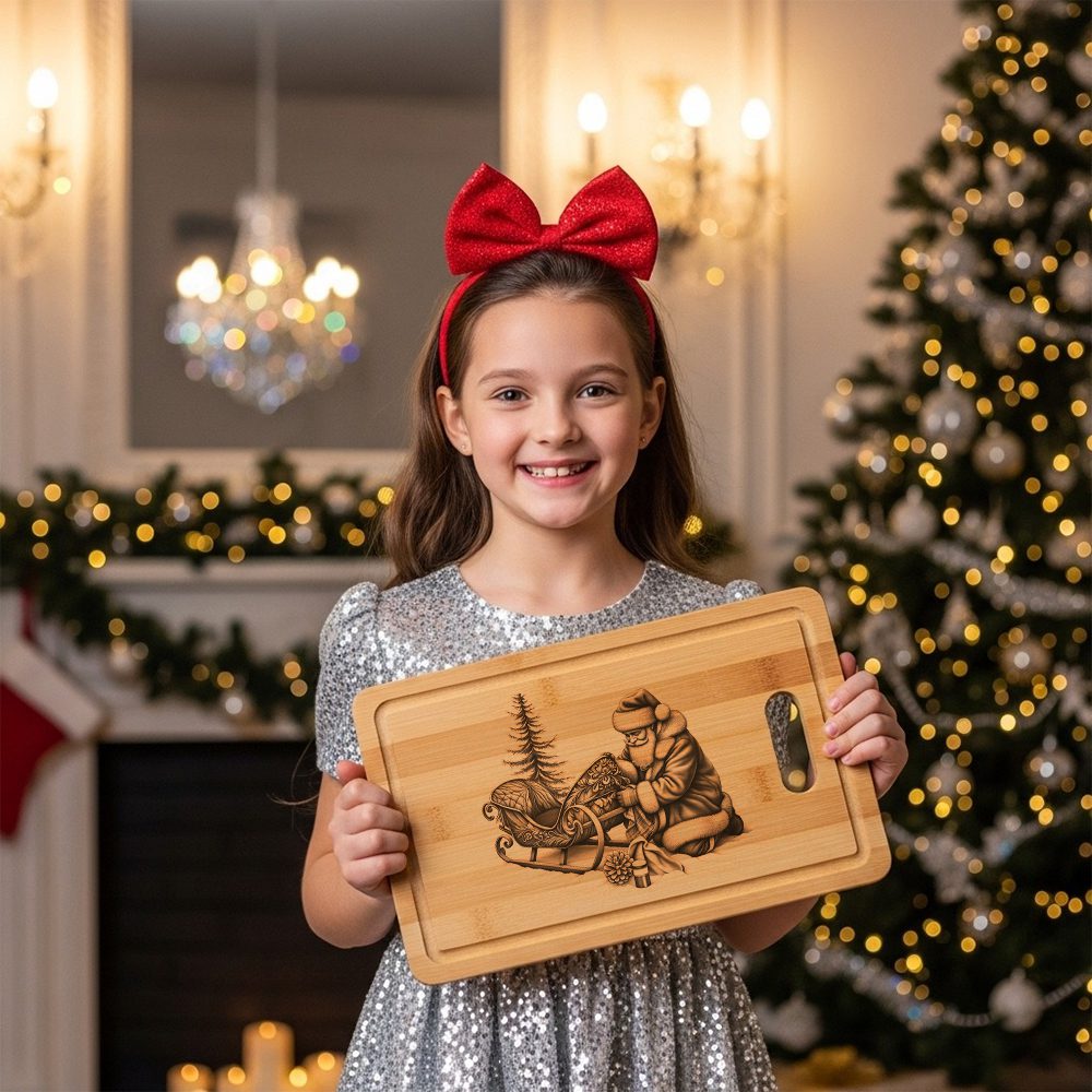 Christmas Laser Engraving File, Santa Charcuterie Board Design, Holiday Wood Decor - immagine 4