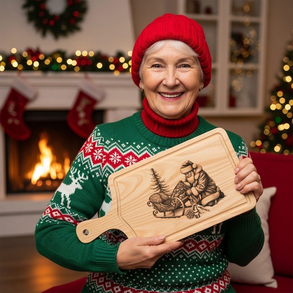 Christmas Laser Engraving File, Santa Charcuterie Board Design, Holiday Wood Decor - immagine 5