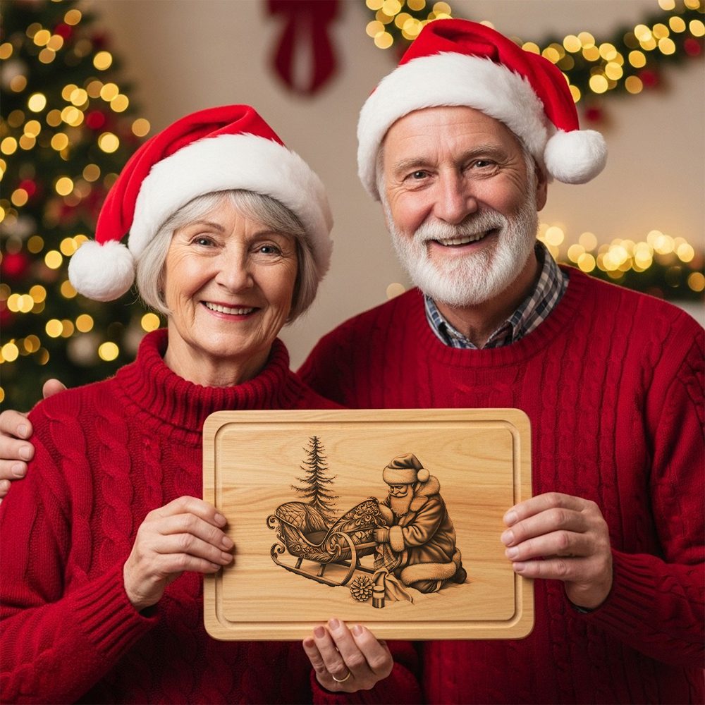 Christmas Laser Engraving File, Santa Charcuterie Board Design, Holiday Wood Decor - immagine 6
