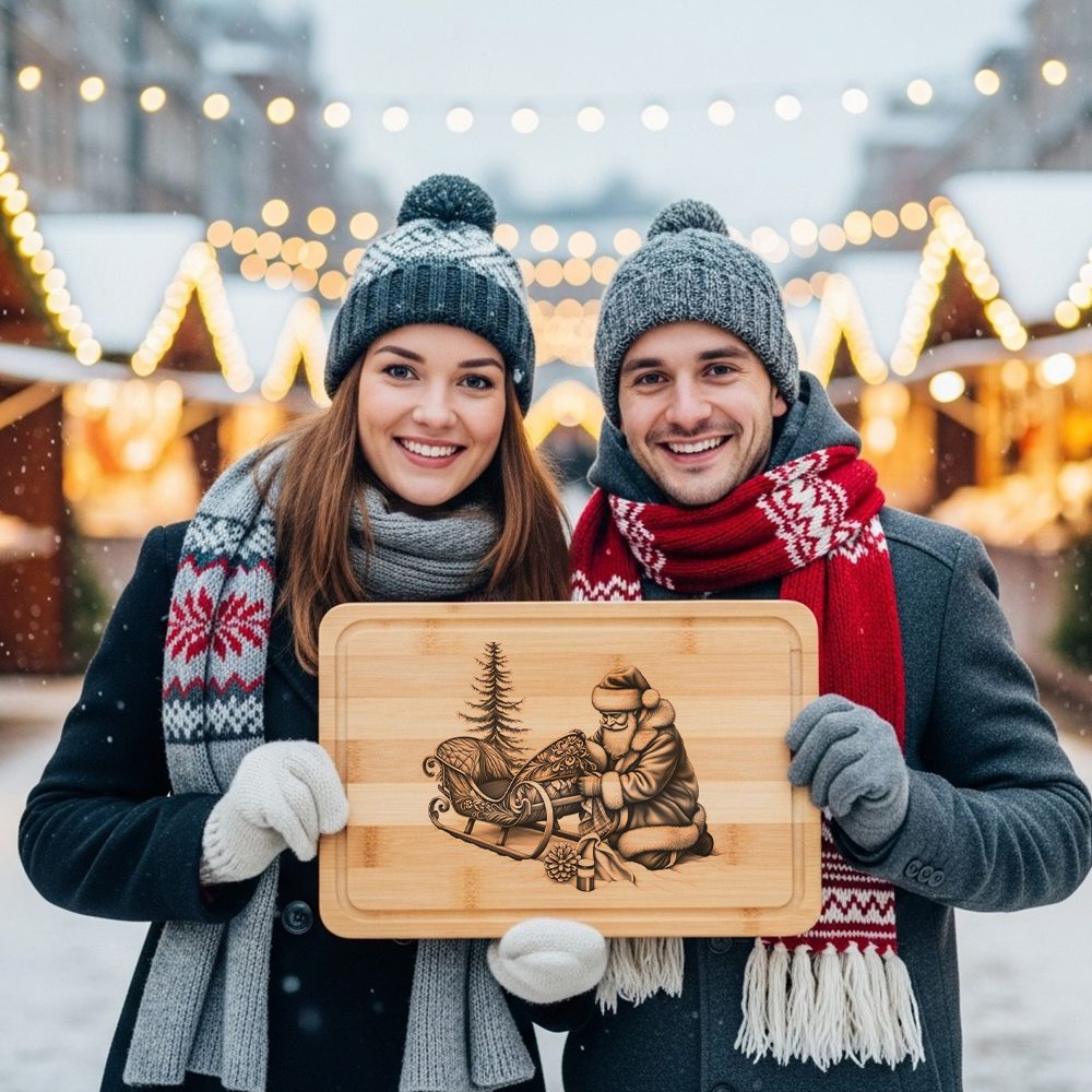 Christmas Laser Engraving File, Santa Charcuterie Board Design, Holiday Wood Decor - immagine 7