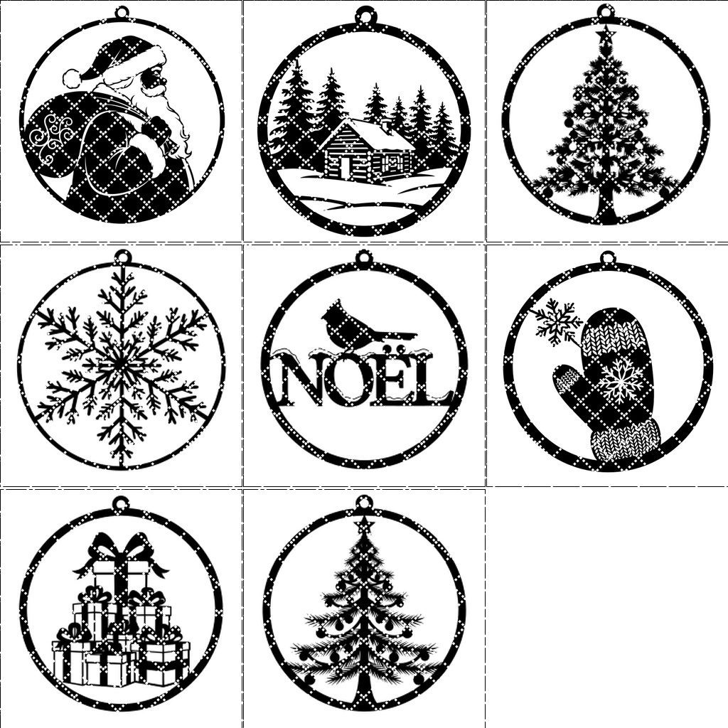 Pacchetto Ornamenti Natalizi Laser, 8 File Festivi per Decorazioni Natalizie, Artigianato Glowforge - immagine 7