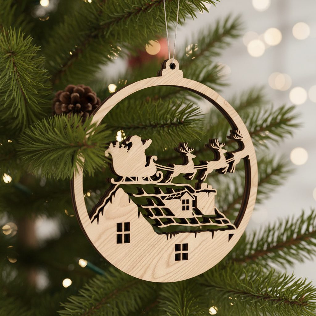 Weihnachtsbaumschmuck-Bundle, 6 Winterhaus-Laserdateien, Festliche Weihnachtsdeko-Designs – Bild 3
