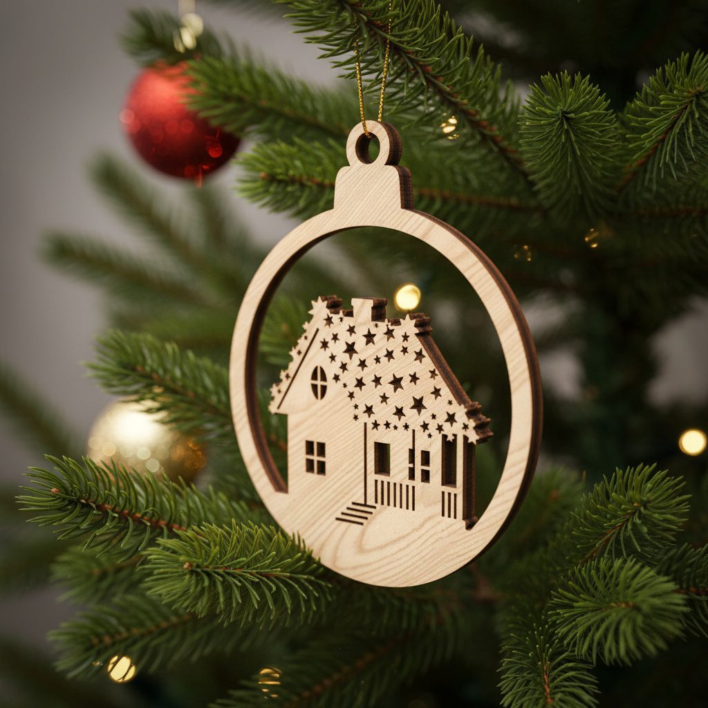 Weihnachtsbaumschmuck-Bundle, 6 Winterhaus-Laserdateien, Festliche Weihnachtsdeko-Designs – Bild 5