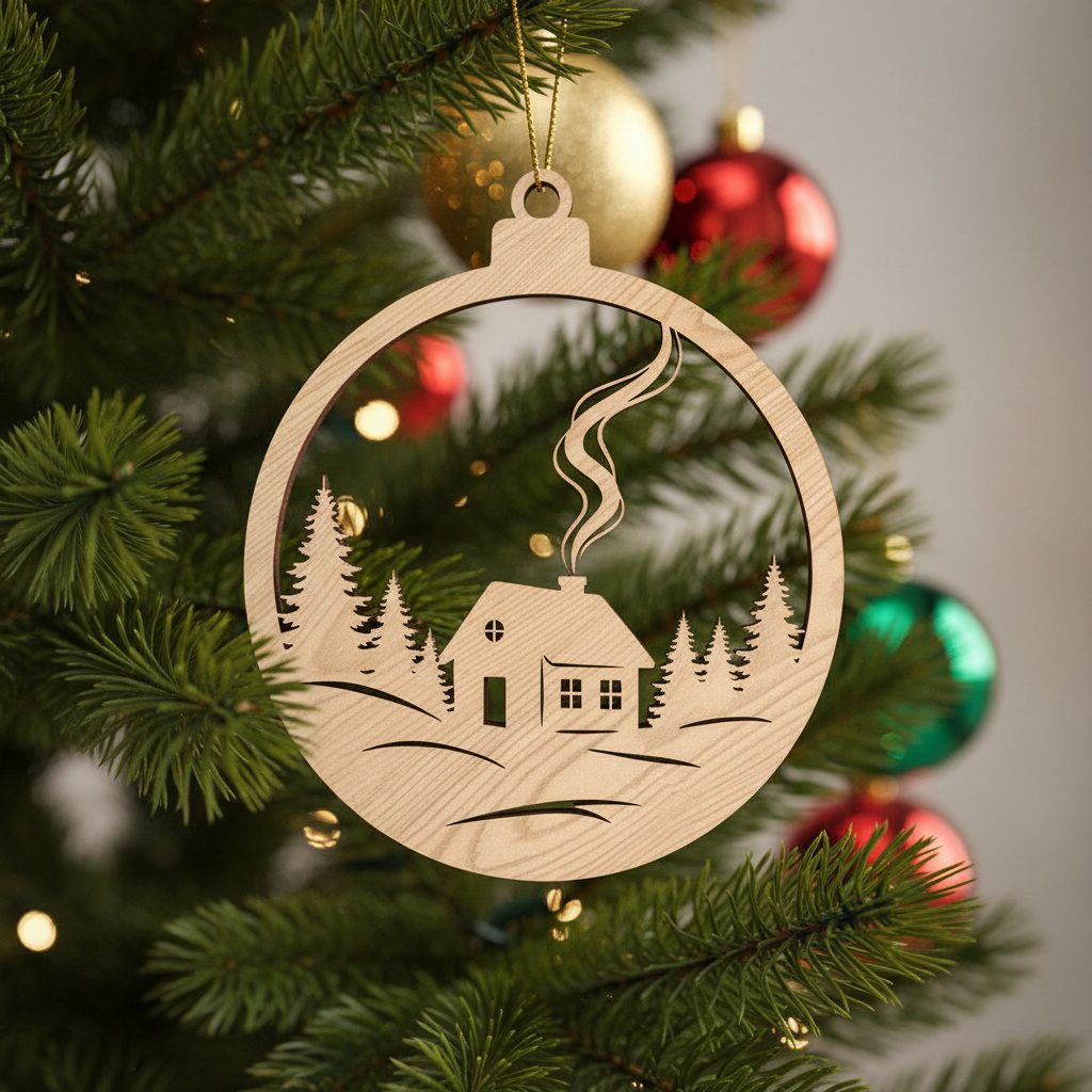 Weihnachtsbaumschmuck-Bundle, 6 Winterhaus-Laserdateien, Festliche Weihnachtsdeko-Designs – Bild 6