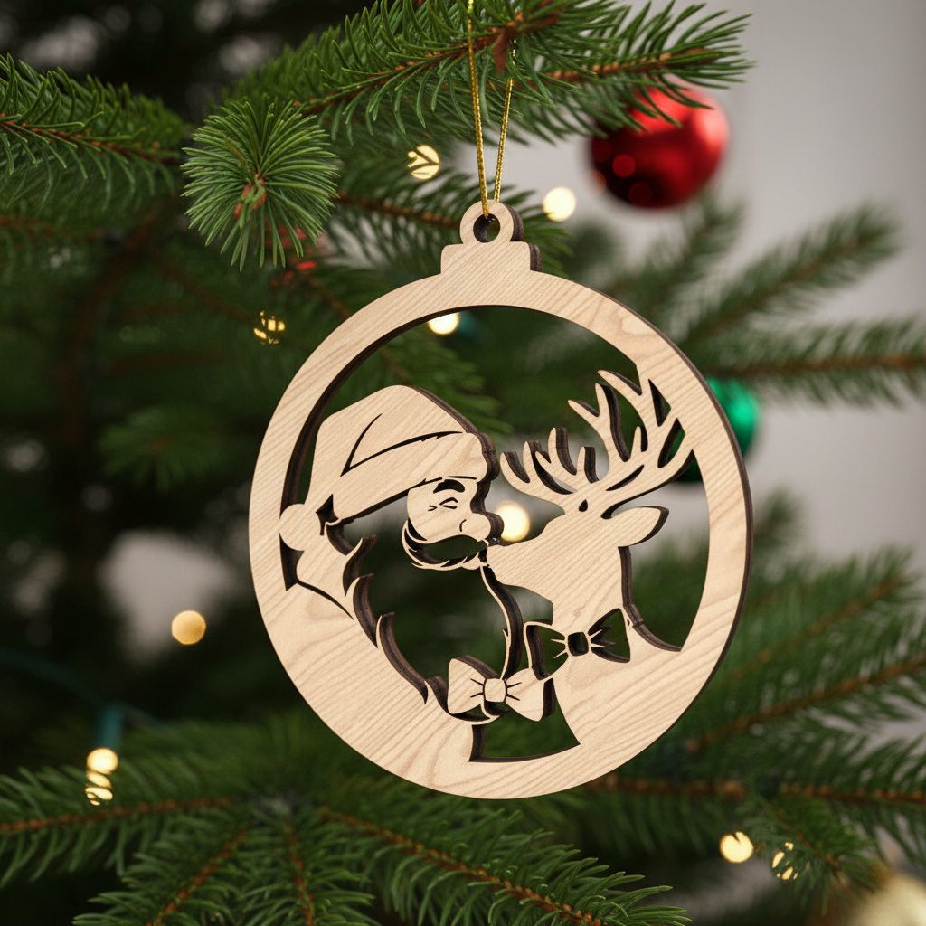 Pacchetto di Ornamenti Natalizi per Glowforge, File Laser di Babbo Natale e Renne - immagine 2
