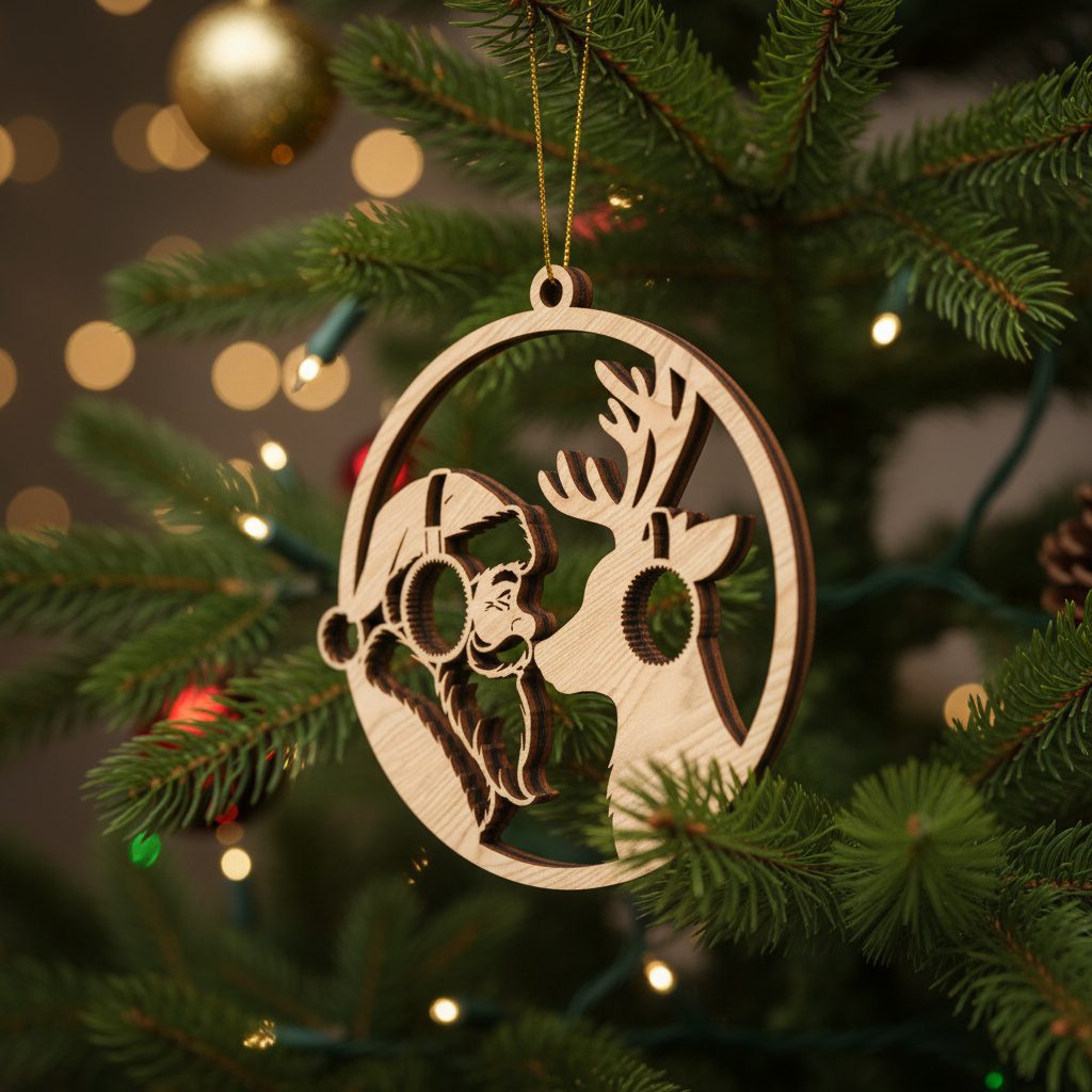 Pacchetto di Ornamenti Natalizi per Glowforge, File Laser di Babbo Natale e Renne - immagine 3