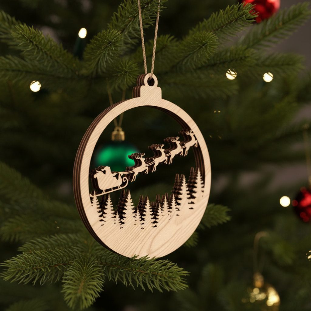 Pacchetto di Ornamenti Natalizi per Glowforge, File Laser di Babbo Natale e Renne - immagine 4