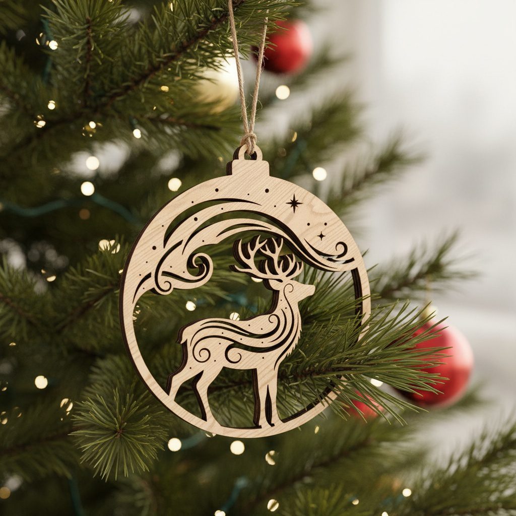 Pacchetto di Ornamenti Natalizi per Glowforge, File Laser di Babbo Natale e Renne - immagine 5