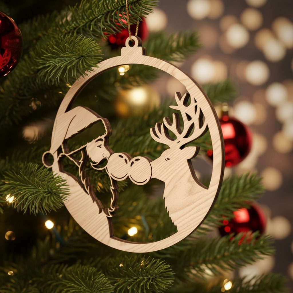 Pacchetto di Ornamenti Natalizi per Glowforge, File Laser di Babbo Natale e Renne - immagine 6