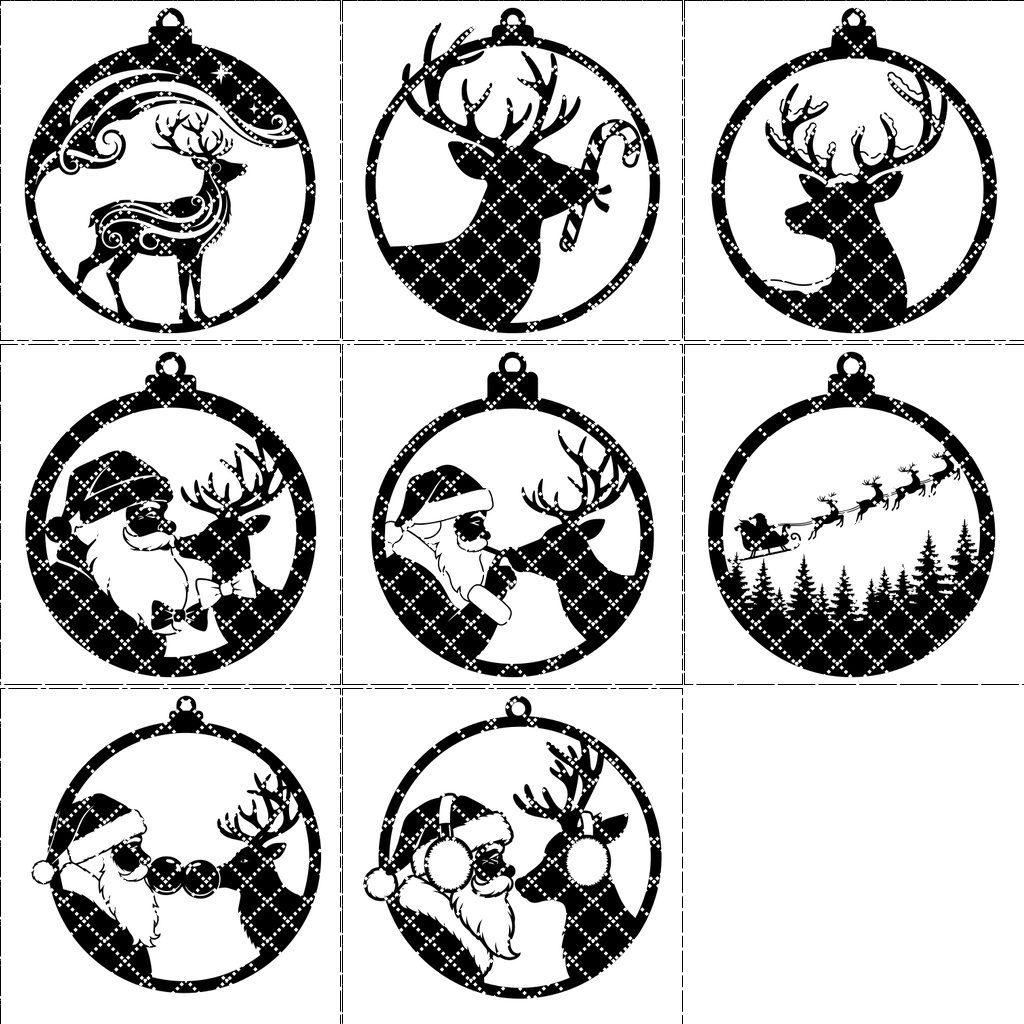 Pacchetto di Ornamenti Natalizi per Glowforge, File Laser di Babbo Natale e Renne - immagine 7