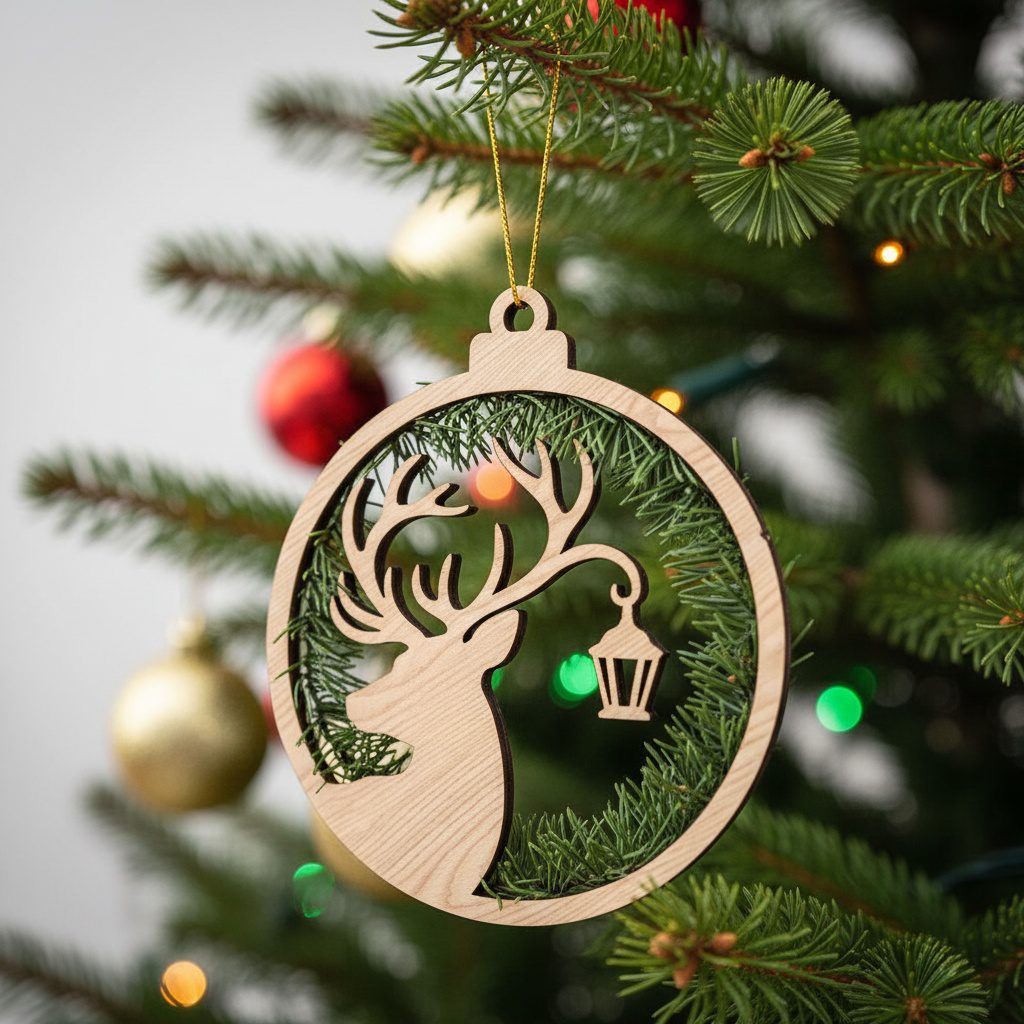 Set di Ornamenti Natalizi, Design Renne, File Laser per Lavoretti Festivi - immagine 4