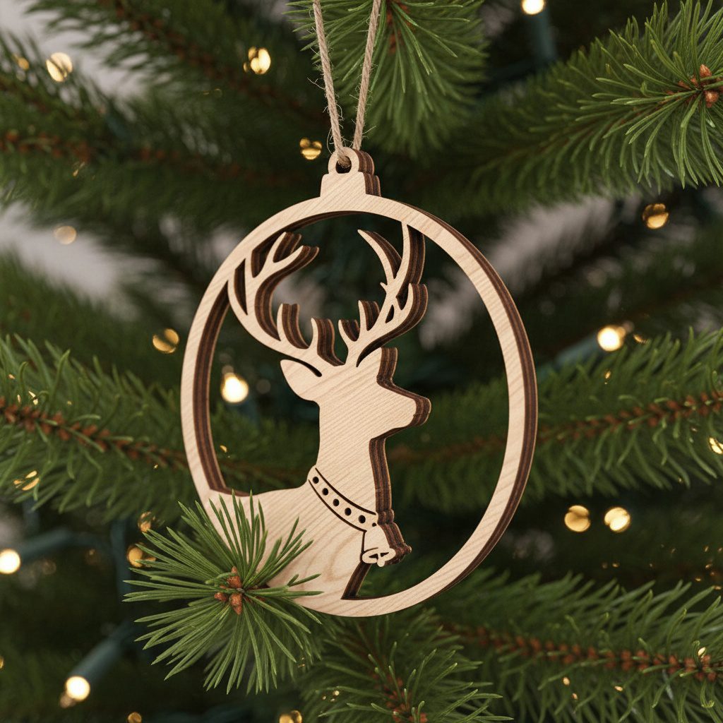 Set di Ornamenti Natalizi, Design Renne, File Laser per Lavoretti Festivi - immagine 5