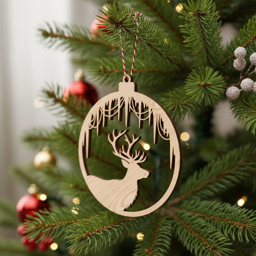 Set di Ornamenti Natalizi, Design Renne, File Laser per Lavoretti Festivi - immagine 6