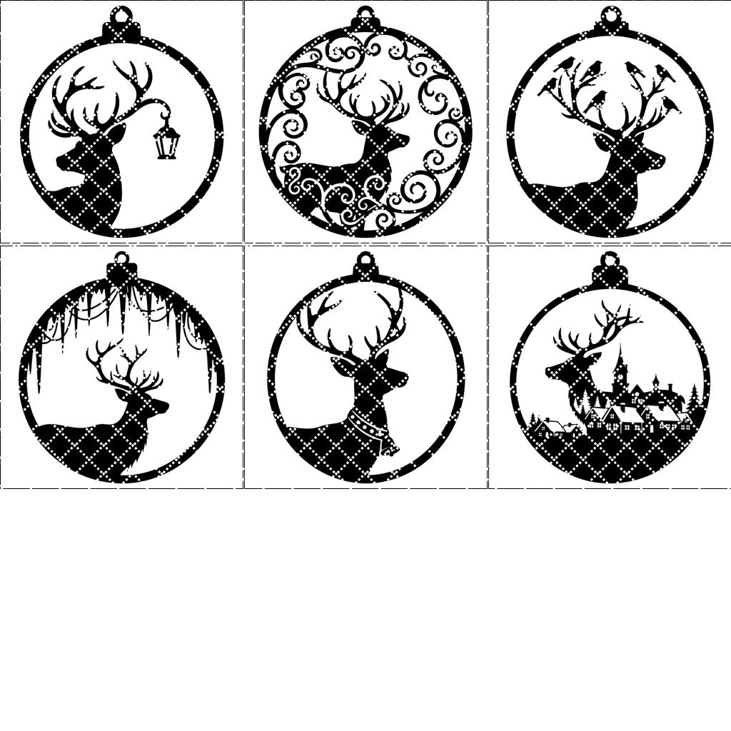 Set di Ornamenti Natalizi, Design Renne, File Laser per Lavoretti Festivi - immagine 7