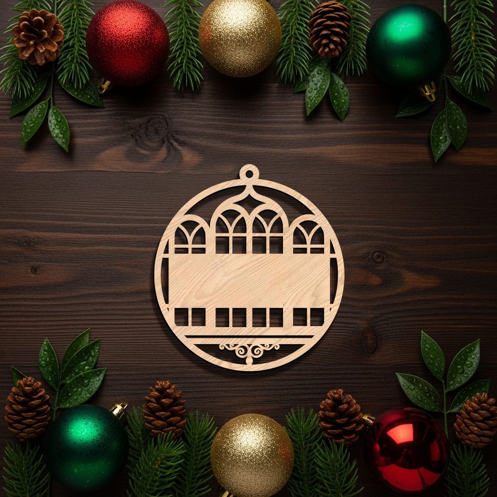 Christmas Ornament Digital Design, Architectural Window Theme, Personalized File - Imagen 2