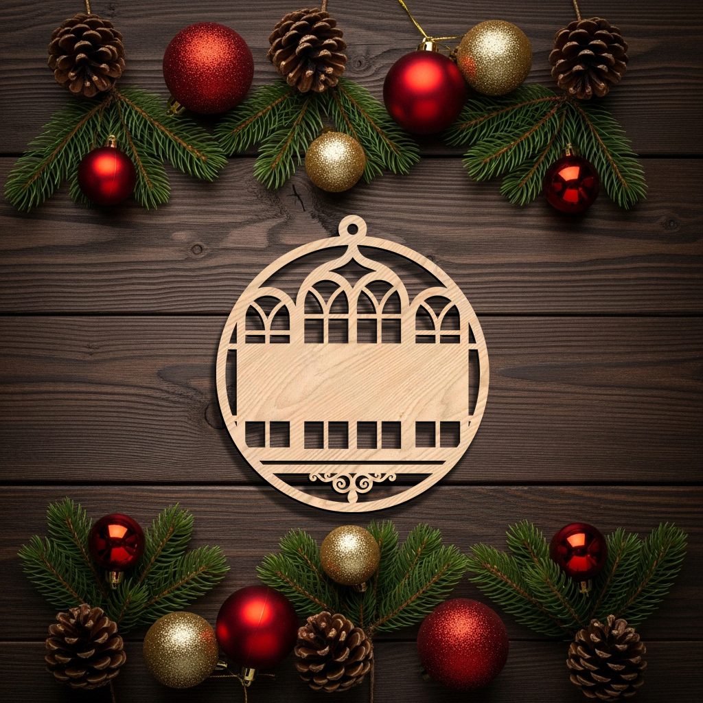 Christmas Ornament Digital Design, Architectural Window Theme, Personalized File - Imagen 4