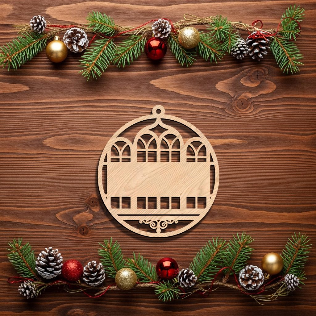 Christmas Ornament Digital Design, Architectural Window Theme, Personalized File - Imagen 6