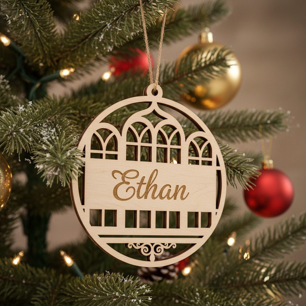 Christmas Ornament Digital Design, Architectural Window Theme, Personalized