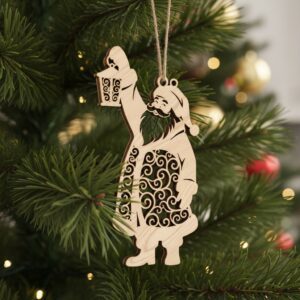 Christmas Ornament Laser File, Santa Art Bundle, Holiday