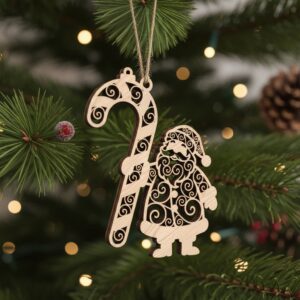 Christmas Ornament Laser File, Santa Art Bundle, Holiday