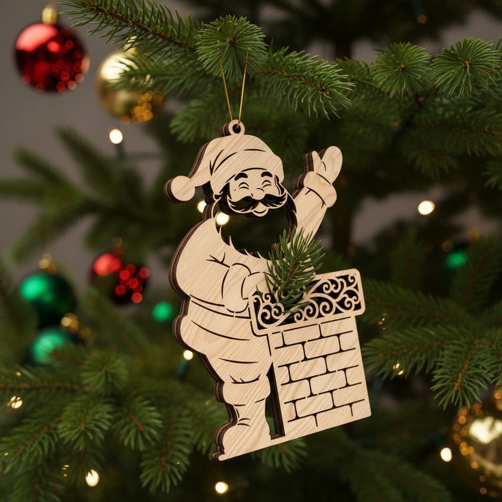 Christmas Ornament Laser File, Santa Art Bundle, Holiday