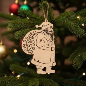 Christmas Ornament Laser File, Santa Art Bundle, Holiday