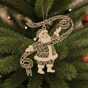 Christmas Ornament Laser File, Santa Art Bundle, Holiday