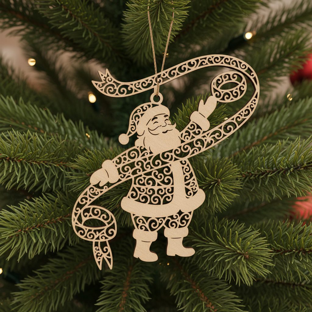 Christmas Ornament Laser File, Santa Art Bundle, Holiday
