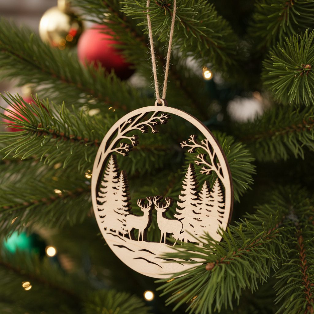 Paquete de adornos navideños, archivos láser para decoración festiva, diseños festivos para el árbol. - Imagen 6