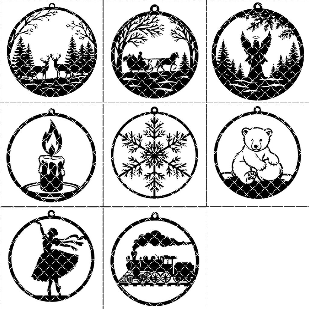 Paquete de adornos navideños, archivos láser para decoración festiva, diseños festivos para el árbol. - Imagen 7