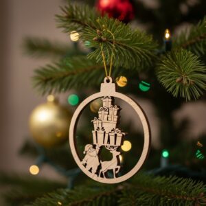 Funny Santa and Reindeer Christmas Ornament Bundle, Laser