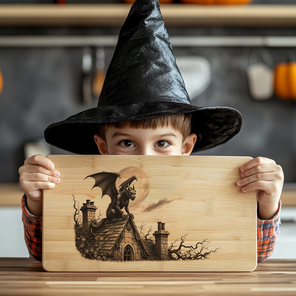 Gargoyle Laser Engraving File, Halloween Charcuterie Board, Gothic