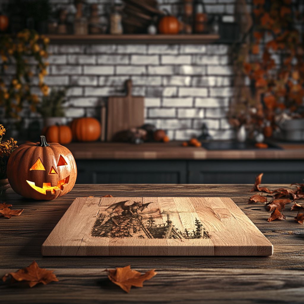 Gothic Gargoyle Halloween Laser Engraving File, Charcuterie Board Design - Imagen 5