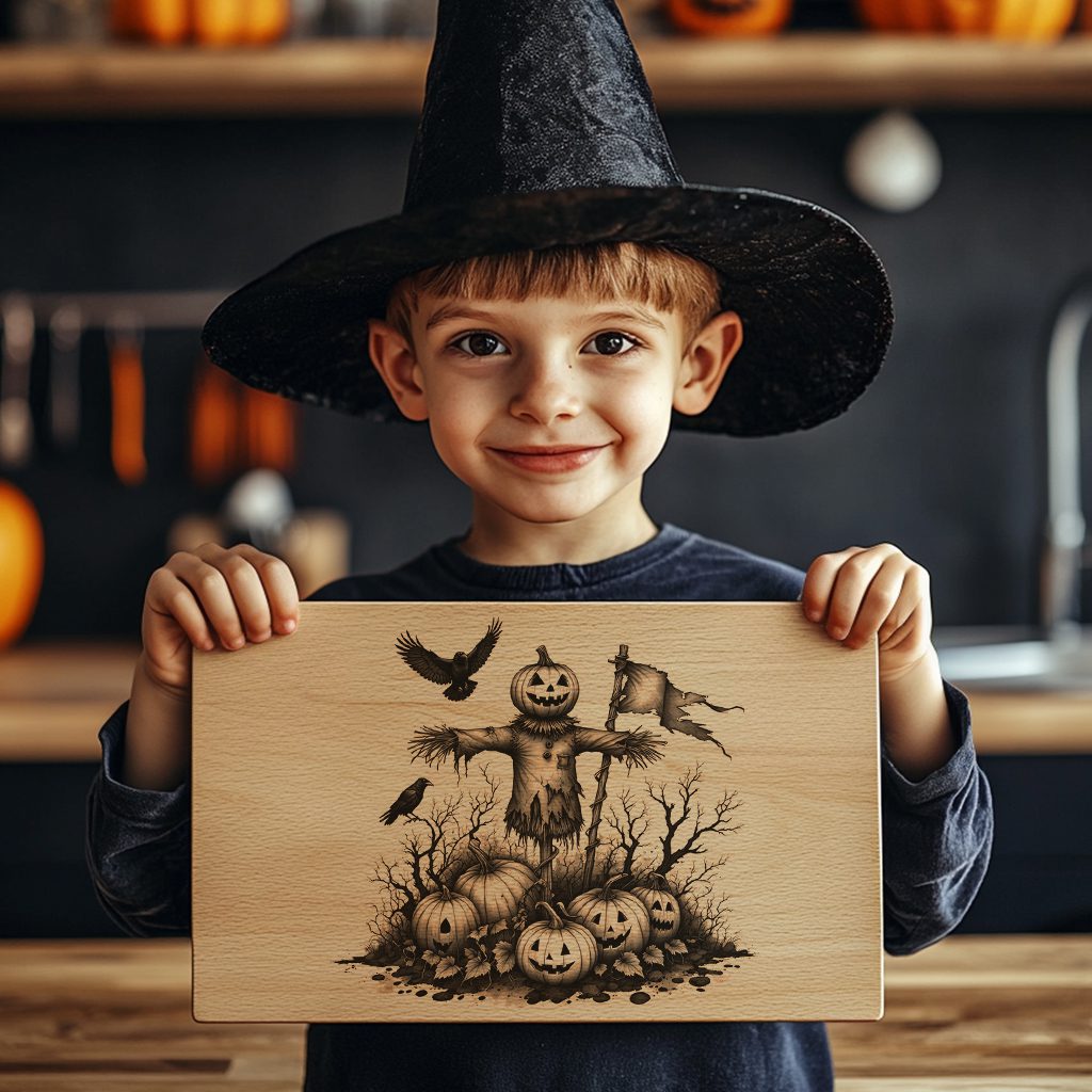 Halloween Charcuterie Board Engraving File, Bewitched Scarecrow Pumpkin Design – Bild 2