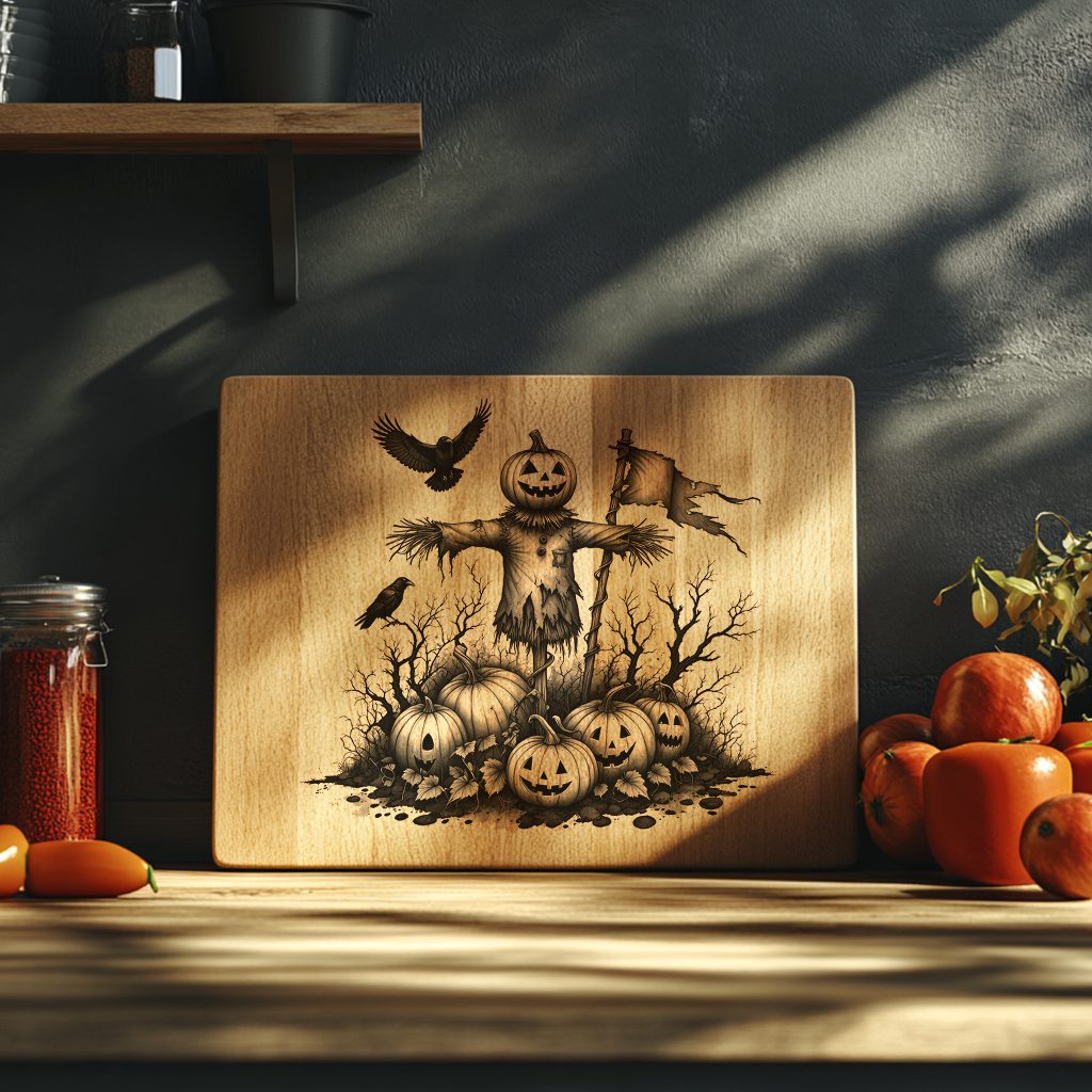 Halloween Charcuterie Board Engraving File, Bewitched Scarecrow Pumpkin Design – Bild 4