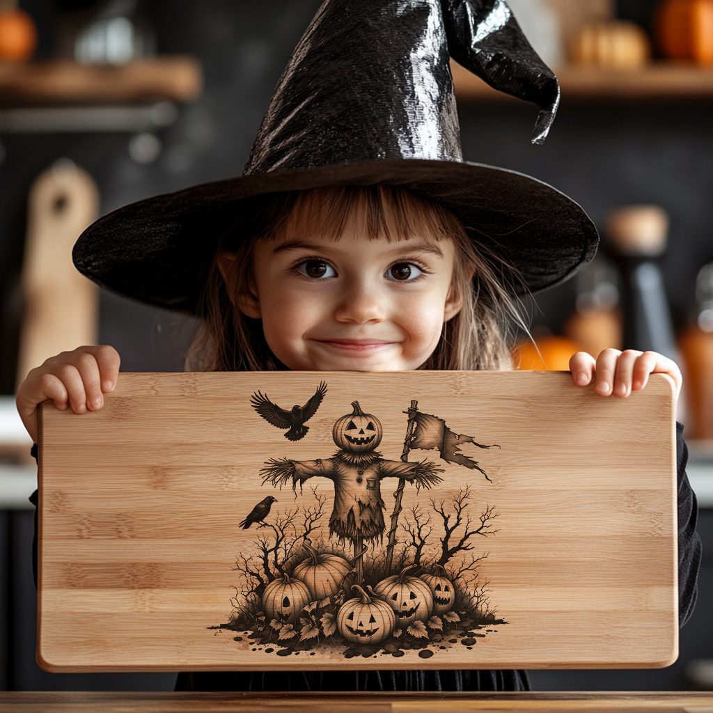 Halloween Charcuterie Board Engraving File, Bewitched Scarecrow Pumpkin Design – Bild 5