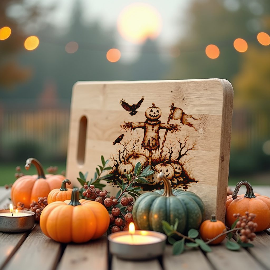 Halloween Charcuterie Board Engraving File, Bewitched Scarecrow Pumpkin
