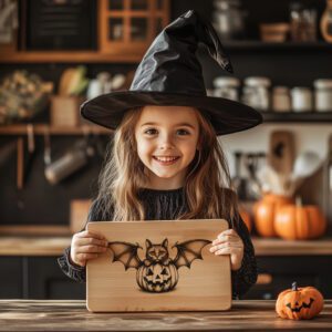 Halloween Charcuterie Board Engraving File, Cat Bat Pumpkin,