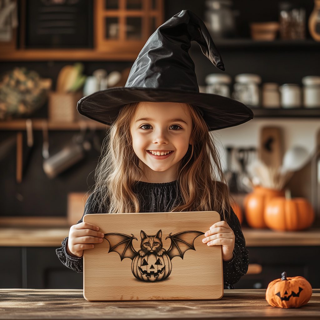 Halloween Charcuterie Board Engraving File, Cat Bat Pumpkin,