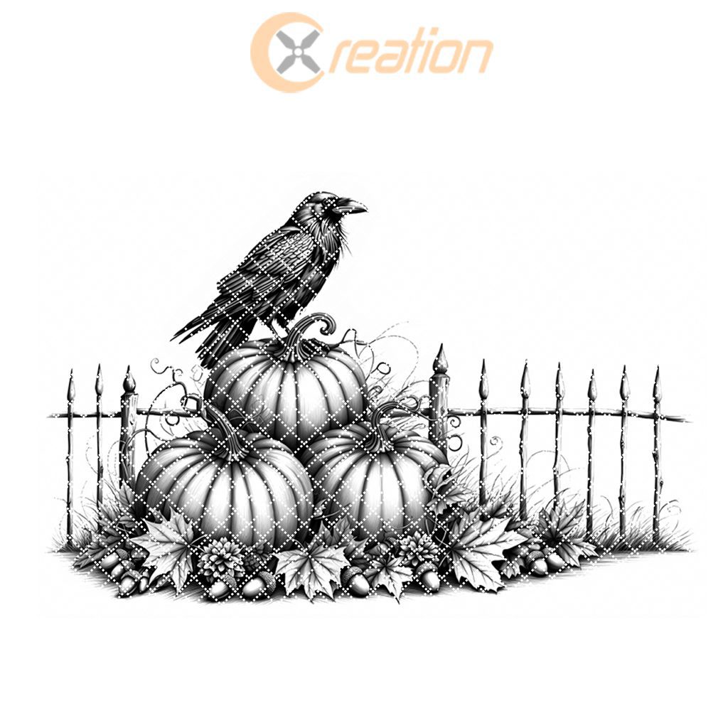 Halloween Charcuterie Board Engraving File, Crow on Pumpkins, Festive Decor – Image 7