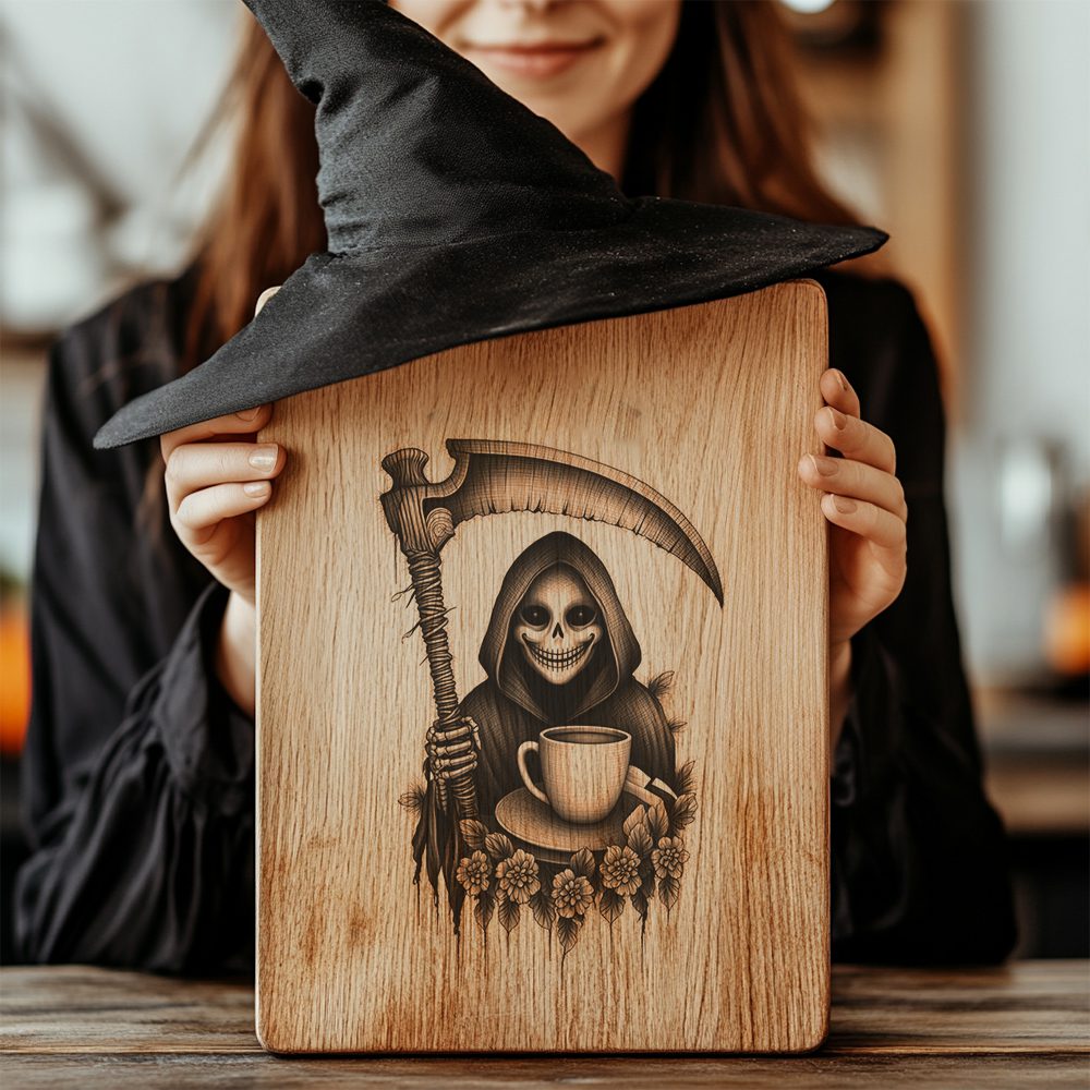 Halloween Charcuterie Board Engraving File, Grim Reaper Umbrella Design, Party Decor - immagine 4