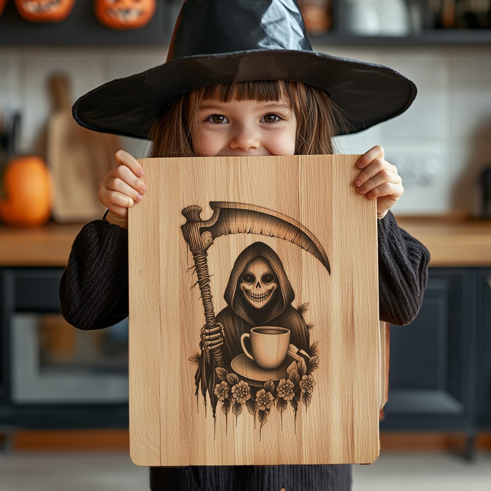 Halloween Charcuterie Board Engraving File, Grim Reaper Umbrella Design, Party Decor - immagine 5