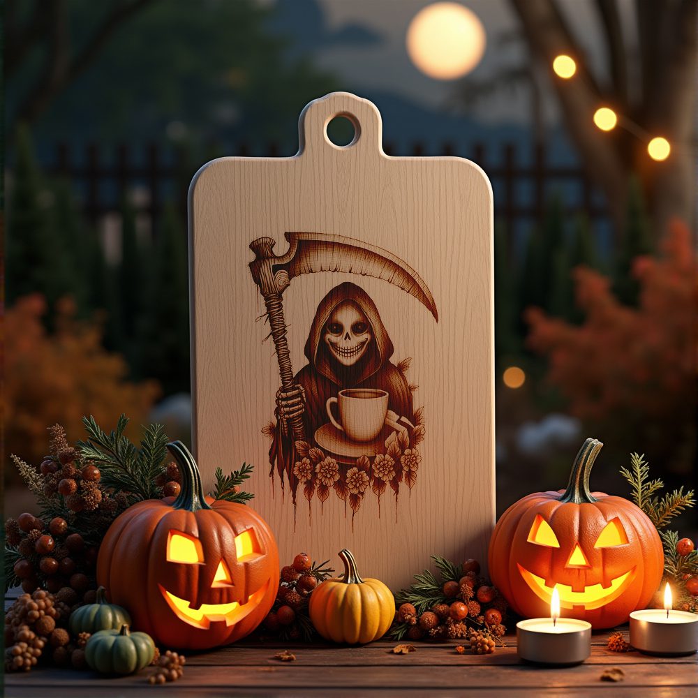 Halloween Charcuterie Board Engraving File, Grim Reaper Umbrella Design, Party Decor - immagine 6