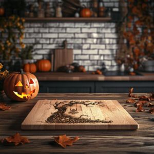 Halloween Charcuterie Board Engraving File, Spooky Skeleton Swing