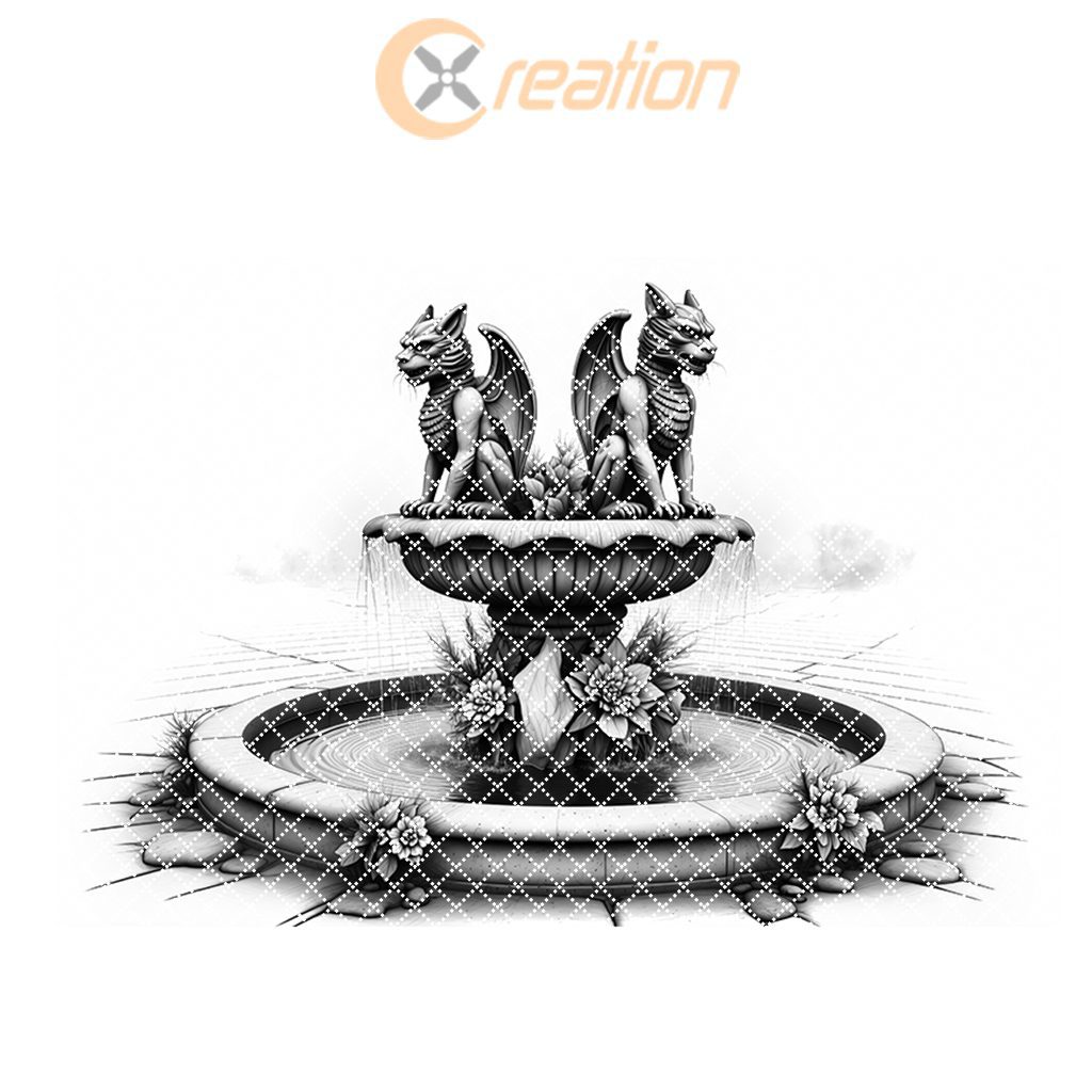 Halloween Charcuterie Board Engraving File, Twin Gargoyle Fountains Design, Party Decor - Imagen 7